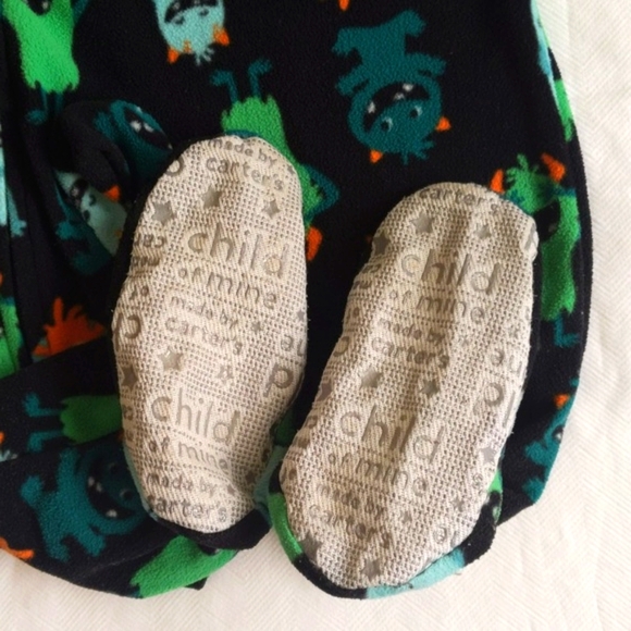 child of mine monster fleece zipper footie sleeper pajamas 18 months baby boy - Picture 2 of 6